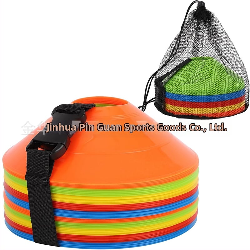 Set de 50 discuri cu logo pentru antrenamente de fotbal — material PE, brand Crown, accesorii de antrenament; potrivit pentru fotbal, volei cu picioarele, tenis de masă și badminton.