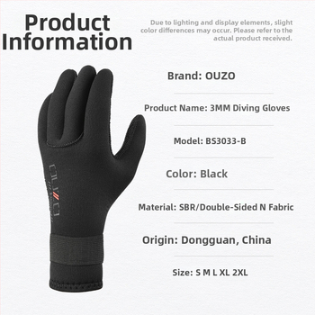 OUZO mănuși de neopren 3mm pentru scufundări – anti zgârieturi, rezistente la uzură și antiderapante, îngroșate și calde pentru înot în iarnă și pescuit
