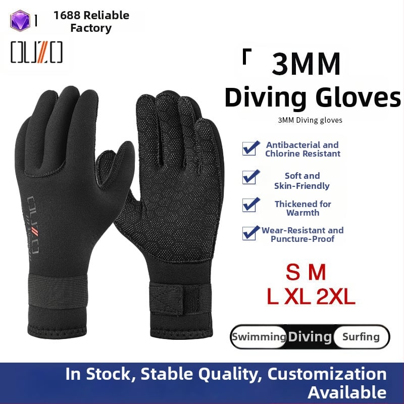 OUZO mănuși de neopren 3mm pentru scufundări – anti zgârieturi, rezistente la uzură și antiderapante, îngroșate și calde pentru înot în iarnă și pescuit