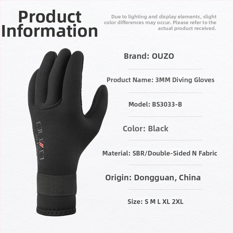 OUZO 3 mm neoprénové potápačské rukavice – protiškrabacie, odolné voči opotrebeniu a protišmykové, zosilnené a teplé pre zimné plávanie a rybolov