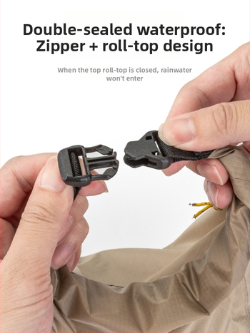 Silicone pārklāta ūdensdroša soma ārējiem ūdenssportiem, viegla, minimālisma dizains; materiāls: 20D silikona pārklājuma audums; pielietojums: niršana, pārgājieni, pludmale, peldēšana