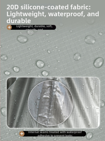 Silicone pārklāta ūdensdroša soma ārējiem ūdenssportiem, viegla, minimālisma dizains; materiāls: 20D silikona pārklājuma audums; pielietojums: niršana, pārgājieni, pludmale, peldēšana