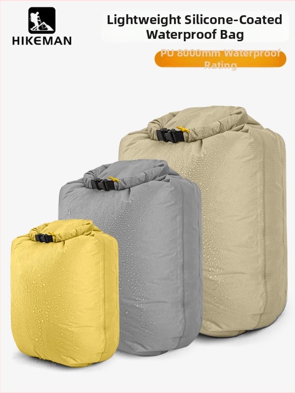 Silicone pārklāta ūdensdroša soma ārējiem ūdenssportiem, viegla, minimālisma dizains; materiāls: 20D silikona pārklājuma audums; pielietojums: niršana, pārgājieni, pludmale, peldēšana