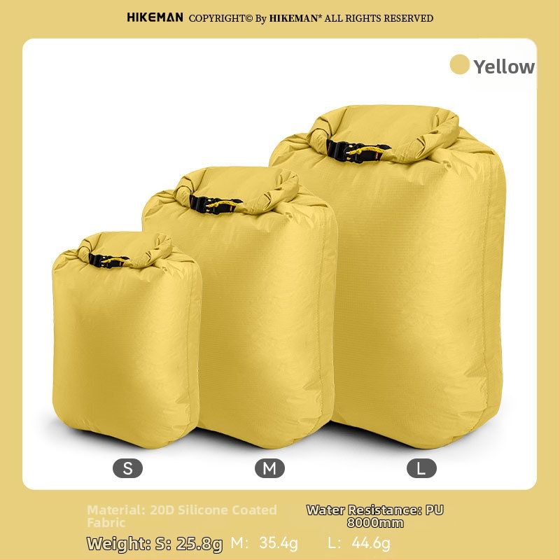 Silicone pārklāta ūdensdroša soma ārējiem ūdenssportiem, viegla, minimālisma dizains; materiāls: 20D silikona pārklājuma audums; pielietojums: niršana, pārgājieni, pludmale, peldēšana