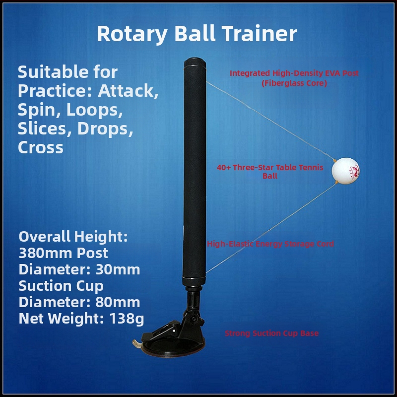 Galda tenisa apmācības ierīce ar galda stiprinājumu, atsperes atspēla mehānisms, atkārtojošā bumbiņu mašīna, forehand treneris
