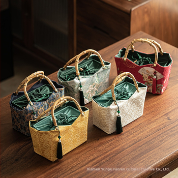 Ručna torbica u retro kineskom stilu, poliesterska tkanina, flanelna podstava, zatvaranje šnalom i kopčom, za svakodnevnu upotrebu