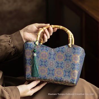 Ručna torbica u retro kineskom stilu, poliesterska tkanina, flanelna podstava, zatvaranje šnalom i kopčom, za svakodnevnu upotrebu