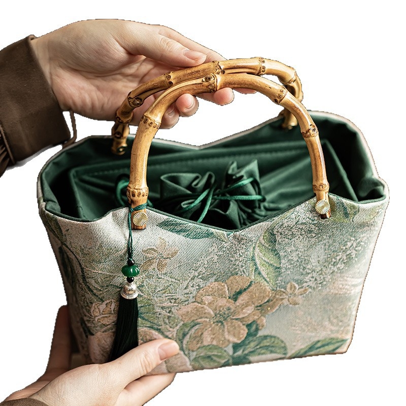 Ručna torbica u retro kineskom stilu, poliesterska tkanina, flanelna podstava, zatvaranje šnalom i kopčom, za svakodnevnu upotrebu