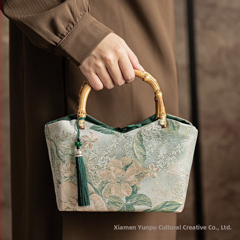 Ručna torbica u retro kineskom stilu, poliesterska tkanina, flanelna podstava, zatvaranje šnalom i kopčom, za svakodnevnu upotrebu