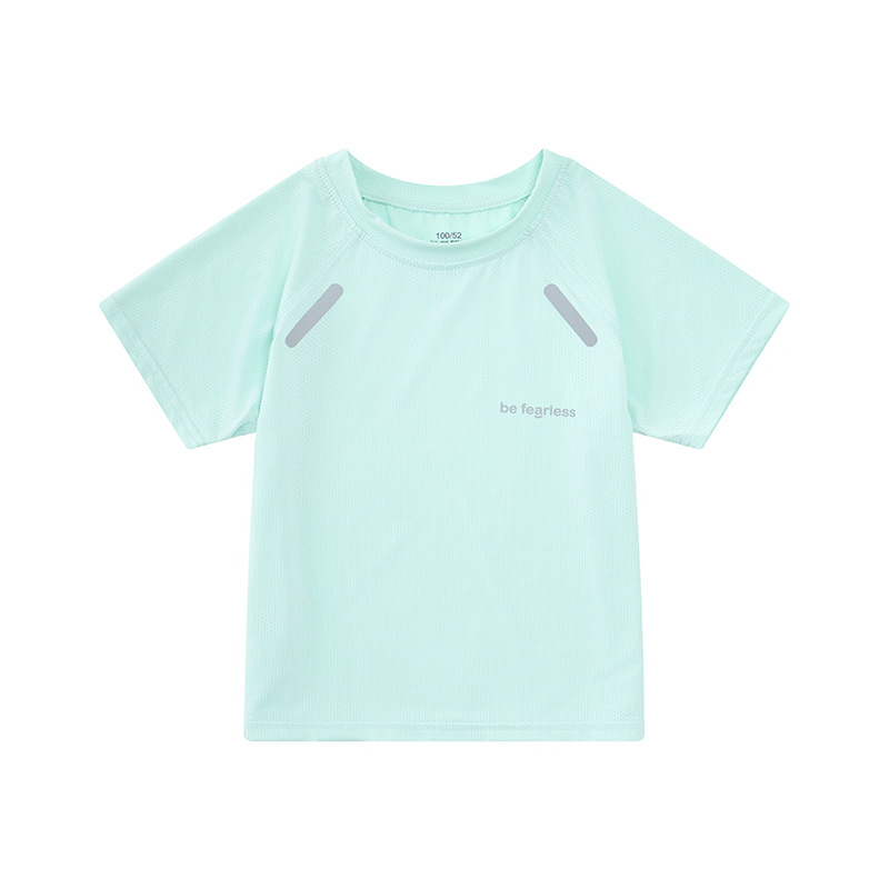 Bērnu īsām piedurknēm T-krekls ar ātru žūšanu, tīkla materiāls, vasara, vecuma grupa 7–12 gadi, poliestera audums.