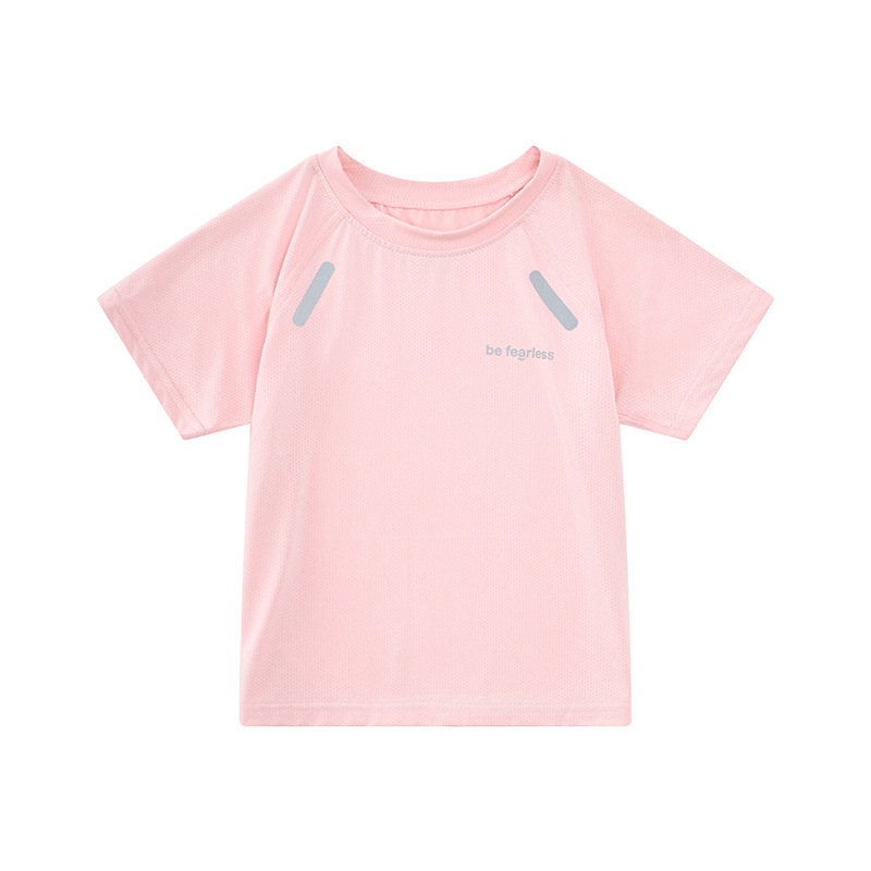 Bērnu īsām piedurknēm T-krekls ar ātru žūšanu, tīkla materiāls, vasara, vecuma grupa 7–12 gadi, poliestera audums.