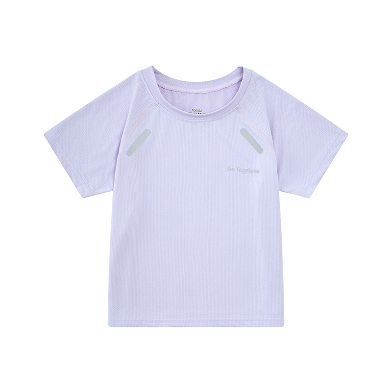 Bērnu īsām piedurknēm T-krekls ar ātru žūšanu, tīkla materiāls, vasara, vecuma grupa 7–12 gadi, poliestera audums.