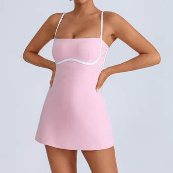 Sieviešu jogas kleita ar krūšu spilventiņu un iebūvētām legingām – ar augstu elastīgumu, neilona maisījums 75% neilons, 25% spandex, ātri žūst, mitrumu vadība