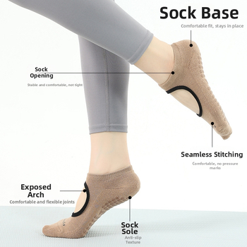 Yoga čarape s anti-slip značajkama za fitness | pamuk 95–100%, jednostruko pletene, 168 šavova