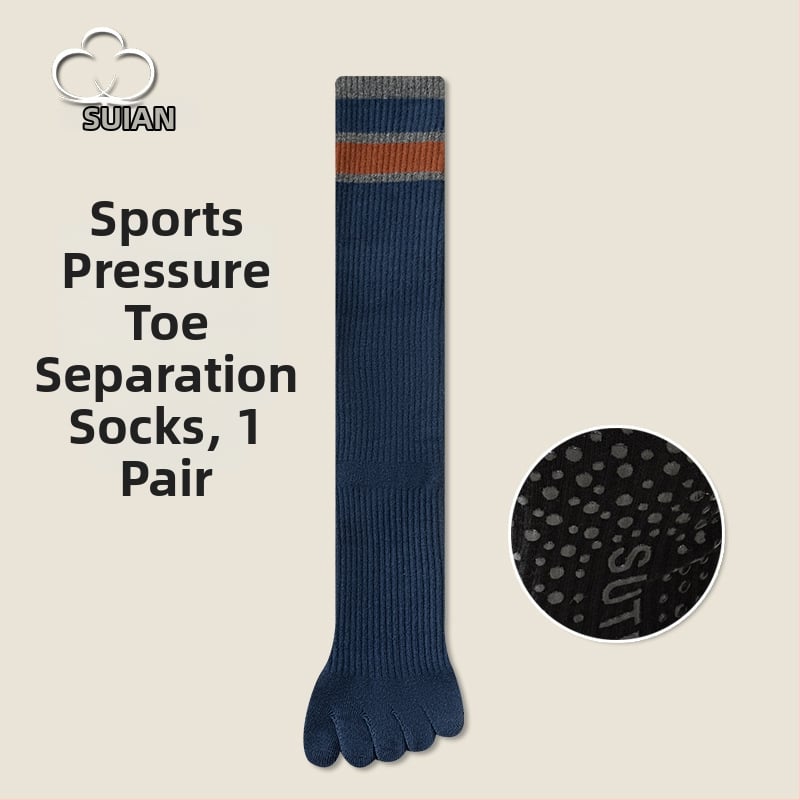 Șosete până la genunchi, cu degete separate, din bumbac, cu dungi, sport, cu absorbție a transpirației și controlul mirosului