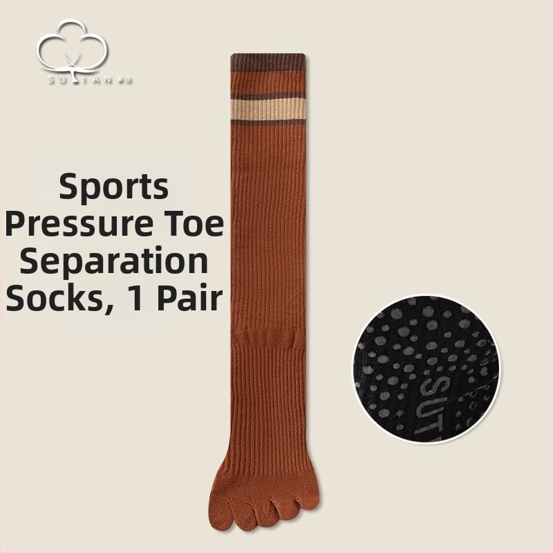 Șosete până la genunchi, cu degete separate, din bumbac, cu dungi, sport, cu absorbție a transpirației și controlul mirosului