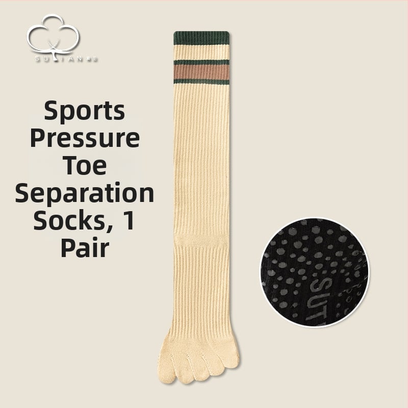 Șosete până la genunchi, cu degete separate, din bumbac, cu dungi, sport, cu absorbție a transpirației și controlul mirosului