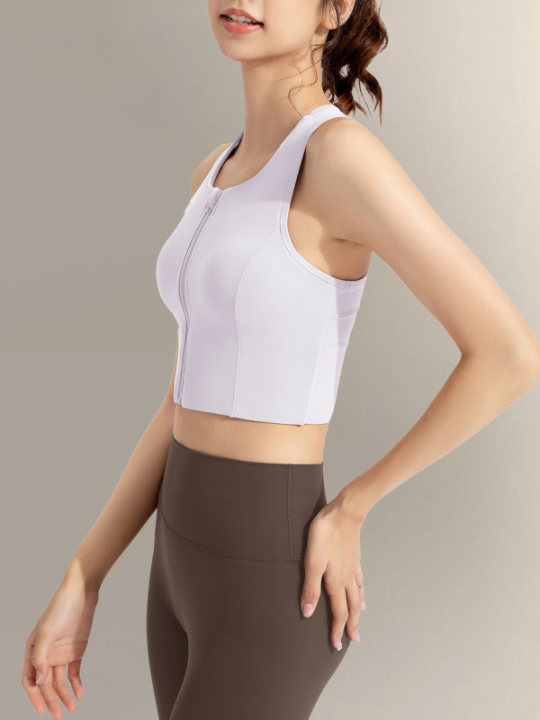 Αθλητικό σουτιέν με μπροστινό φερμουάρ και σταθερές κάψες – αντοχή σε κραδασμούς, γρήγορο στέγνωμα, ελαφρύ και διαπνέον