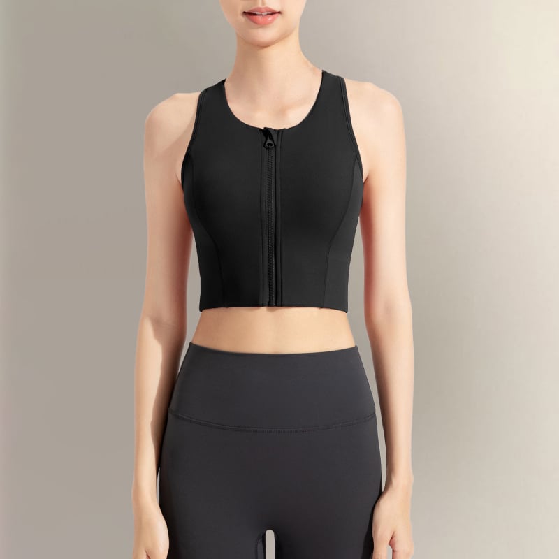 Αθλητικό σουτιέν με μπροστινό φερμουάρ και σταθερές κάψες – αντοχή σε κραδασμούς, γρήγορο στέγνωμα, ελαφρύ και διαπνέον