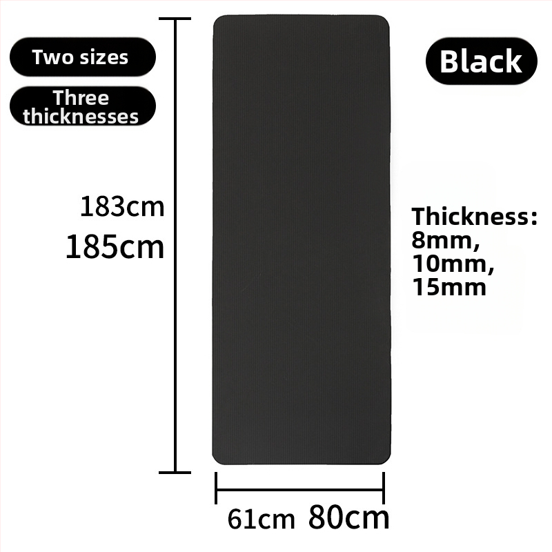 NBR joga podloga za početnike, protiv klizanja, jednofarbna, visoke gustoće, 183 x 61 cm, debljina 10–20 mm
