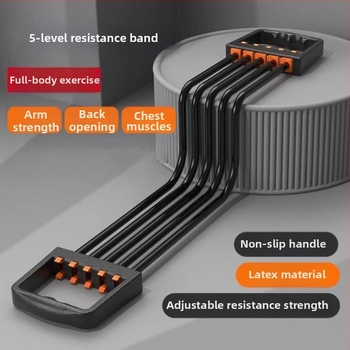 Krūtinės ištempiklis – daugiafunkcis treniruoklis krūtinės ir rankų raumenims, medžiaga TPR, pasipriešinimas 5-asis lygis, guminė traukimo juosta, tinkamas vaikams, paaugliams ir suaugusiems