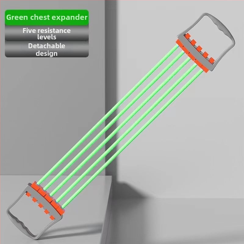 Krūtinės ištempiklis – daugiafunkcis treniruoklis krūtinės ir rankų raumenims, medžiaga TPR, pasipriešinimas 5-asis lygis, guminė traukimo juosta, tinkamas vaikams, paaugliams ir suaugusiems