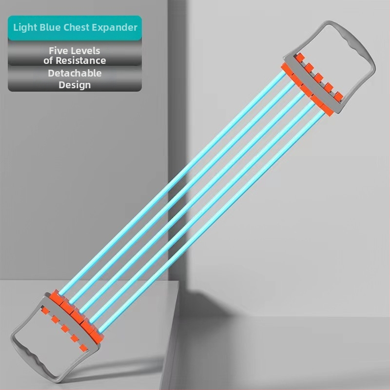 Krūtinės ištempiklis – daugiafunkcis treniruoklis krūtinės ir rankų raumenims, medžiaga TPR, pasipriešinimas 5-asis lygis, guminė traukimo juosta, tinkamas vaikams, paaugliams ir suaugusiems