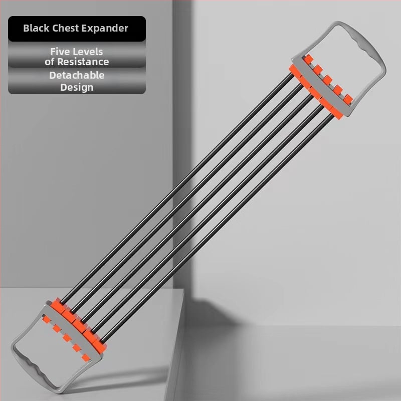 Krūtinės ištempiklis – daugiafunkcis treniruoklis krūtinės ir rankų raumenims, medžiaga TPR, pasipriešinimas 5-asis lygis, guminė traukimo juosta, tinkamas vaikams, paaugliams ir suaugusiems