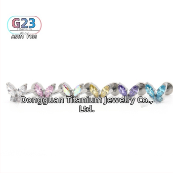 Piercing za uho od titanijskog legura, dizajn leptira, polirani završetak, unisex