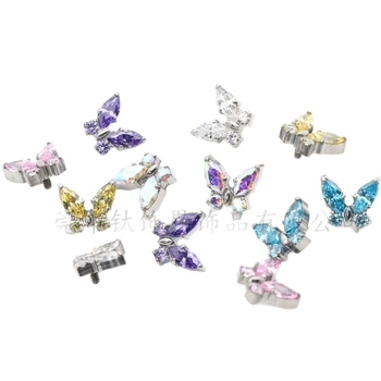 Piercing za uho od titanijskog legura, dizajn leptira, polirani završetak, unisex