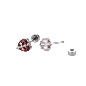 Ausies kremzlės papuošalas - širdies formos cirkonio kristalas, nėrinių kryžiaus dizainas, unisex metalas