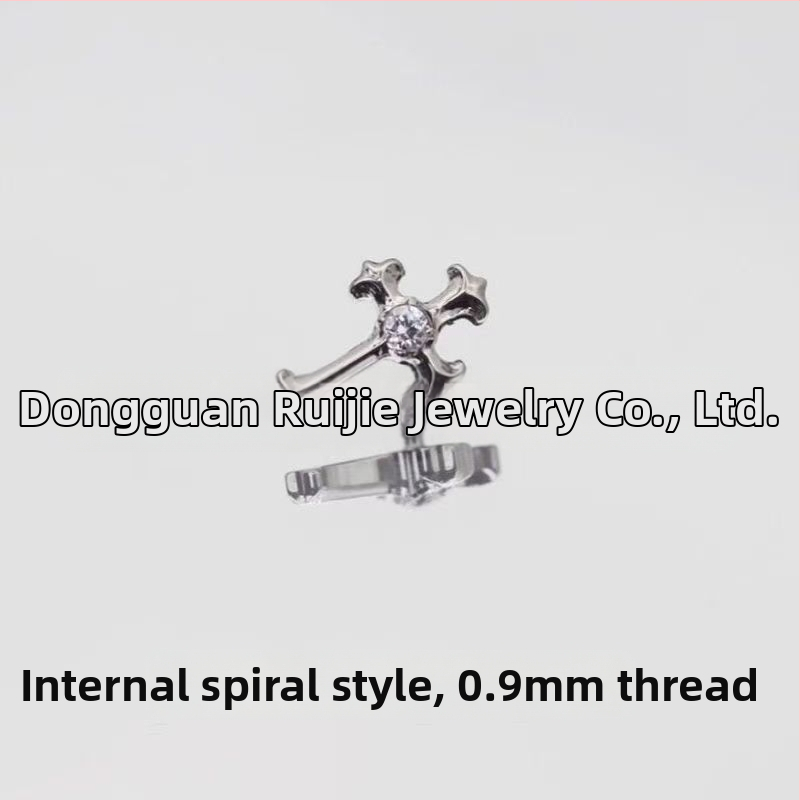 Krížové náušnice z titánovej zliatiny F136, vintage štýl, leštené, s 5A zirkónom