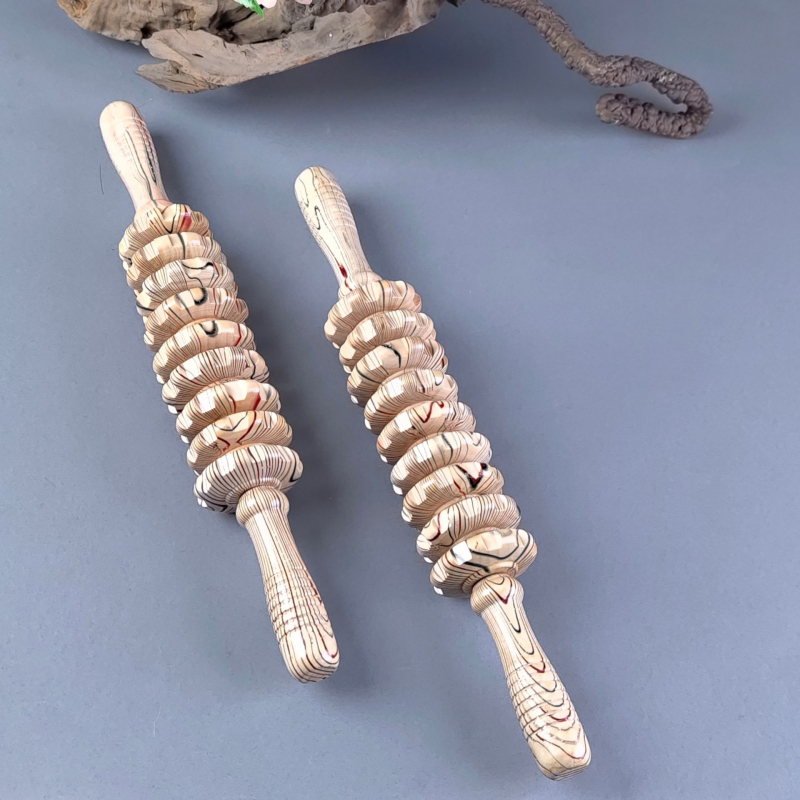 Koka deviņriteņu masāžas ierīce, ķīniešu stila