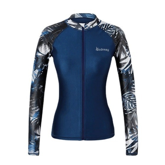 Sieviešu garās piedurknes niršanas peldkostīms — neilons, UV aizsardzība, mitruma atvilkšana, ātra žūšana, vienkrāsains digitālais prints, piemērots visām sezonām