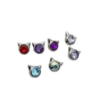 Titano lydinio auskarai su katės ausimi, cirkonas, G23 kokybė, F136 tyrumas, poliruotas paviršius, unisex biuro stilius