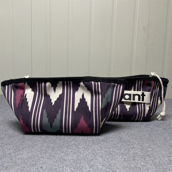 Sac de machiaj din pânză cu fermoar – model cu litere, fără căptușeală, respirabil, portabil, pliabil