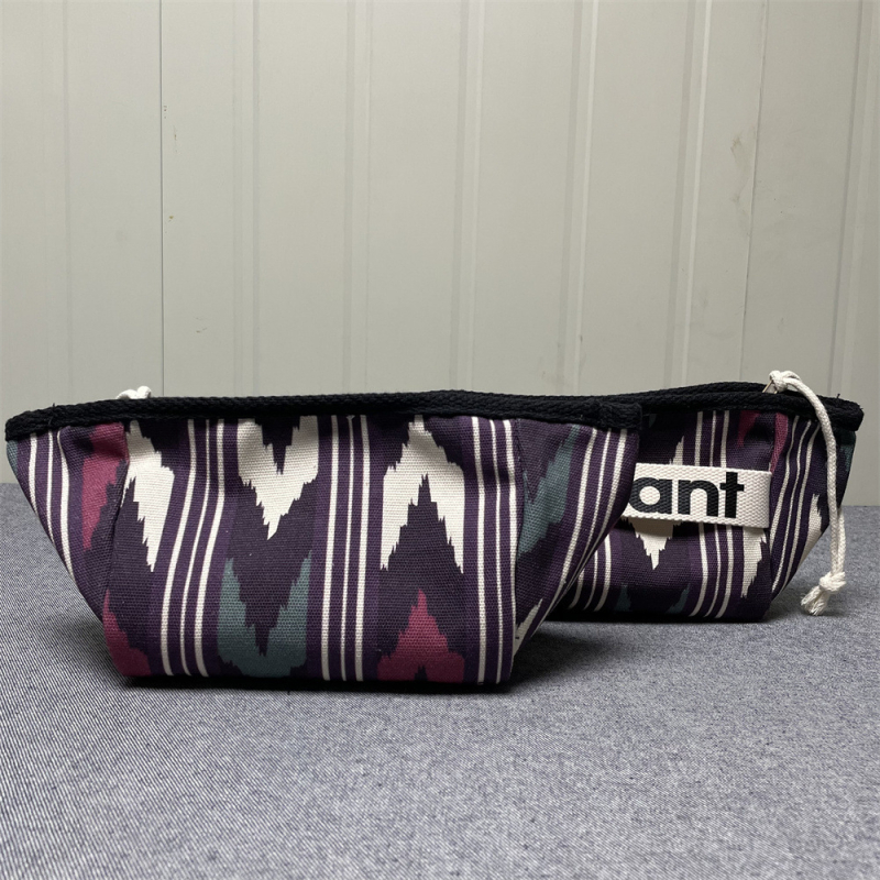 Sac de machiaj din pânză cu fermoar – model cu litere, fără căptușeală, respirabil, portabil, pliabil