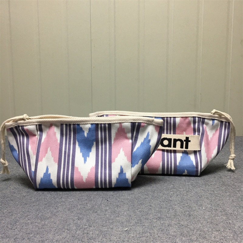 Sac de machiaj din pânză cu fermoar – model cu litere, fără căptușeală, respirabil, portabil, pliabil