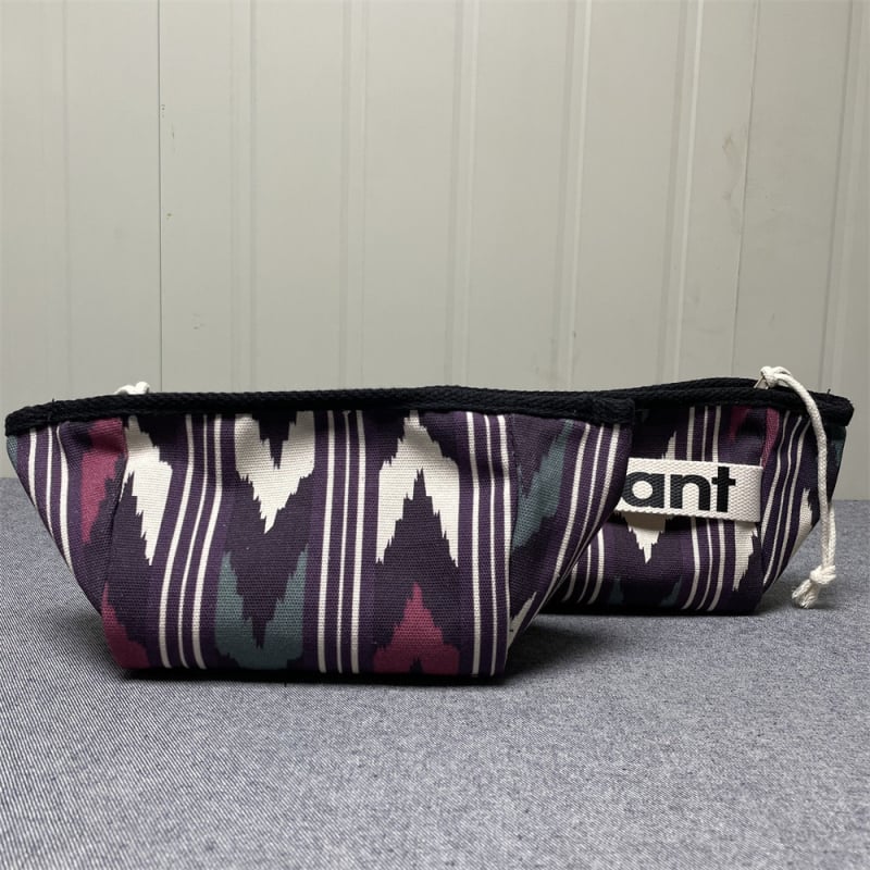 Sac de machiaj din pânză cu fermoar – model cu litere, fără căptușeală, respirabil, portabil, pliabil