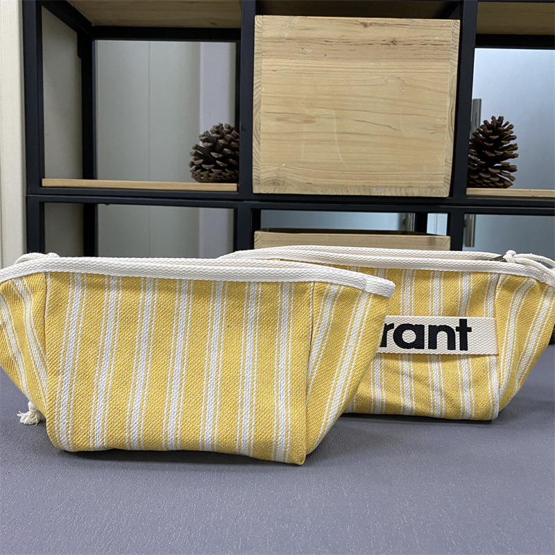 Sac de machiaj din pânză cu fermoar – model cu litere, fără căptușeală, respirabil, portabil, pliabil