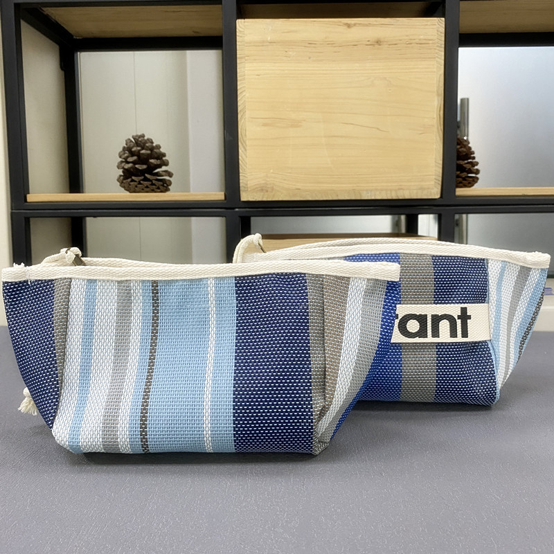 Sac de machiaj din pânză cu fermoar – model cu litere, fără căptușeală, respirabil, portabil, pliabil