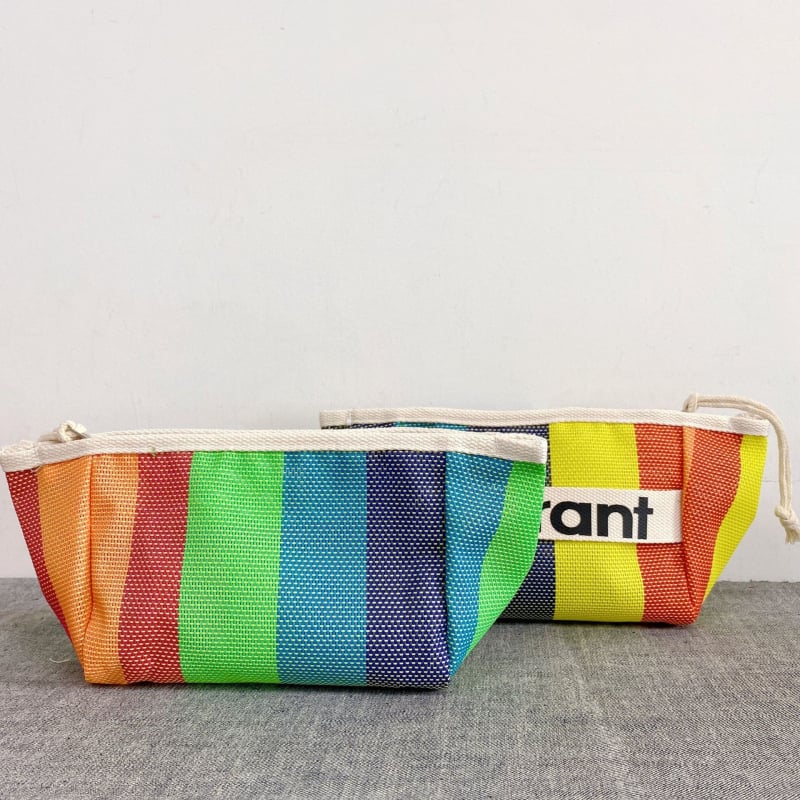 Sac de machiaj din pânză cu fermoar – model cu litere, fără căptușeală, respirabil, portabil, pliabil