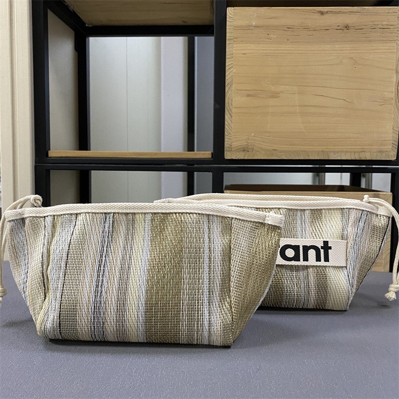 Sac de machiaj din pânză cu fermoar – model cu litere, fără căptușeală, respirabil, portabil, pliabil