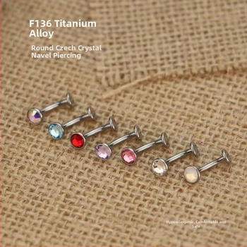 Nabeles nagla ar viļņainu maliņu, Čehijas dimants, G23 titāna iekšējā vītne, pulēta vienkārša forma