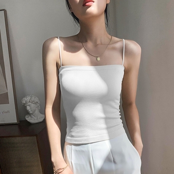 Kokvilnas Top ar krūšu spilventiņu, bezšuvju, viengabals, apaļa kakla līnija, bieza auduma 251–300 g/m²