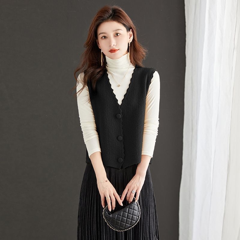 Sieviešu adīta chenille veste ar polo apkakli, regulārs griezums, garums 50–65 cm, pavasaris 2025