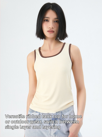 Dāmas top ar krāsu blokiem, šaura piegriezuma līnija, rayon audums, neatdalāmas plecu siksnas, vasara 2024