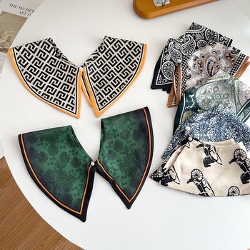 Yi Jue női galléros sál, gyöngyös kapoccsal, totem mintázat, poliészter szövés belső poliészter bélés, japán-koreai édes stílus, tavasz 2023