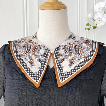 Yi Jue női galléros sál, gyöngyös kapoccsal, totem mintázat, poliészter szövés belső poliészter bélés, japán-koreai édes stílus, tavasz 2023