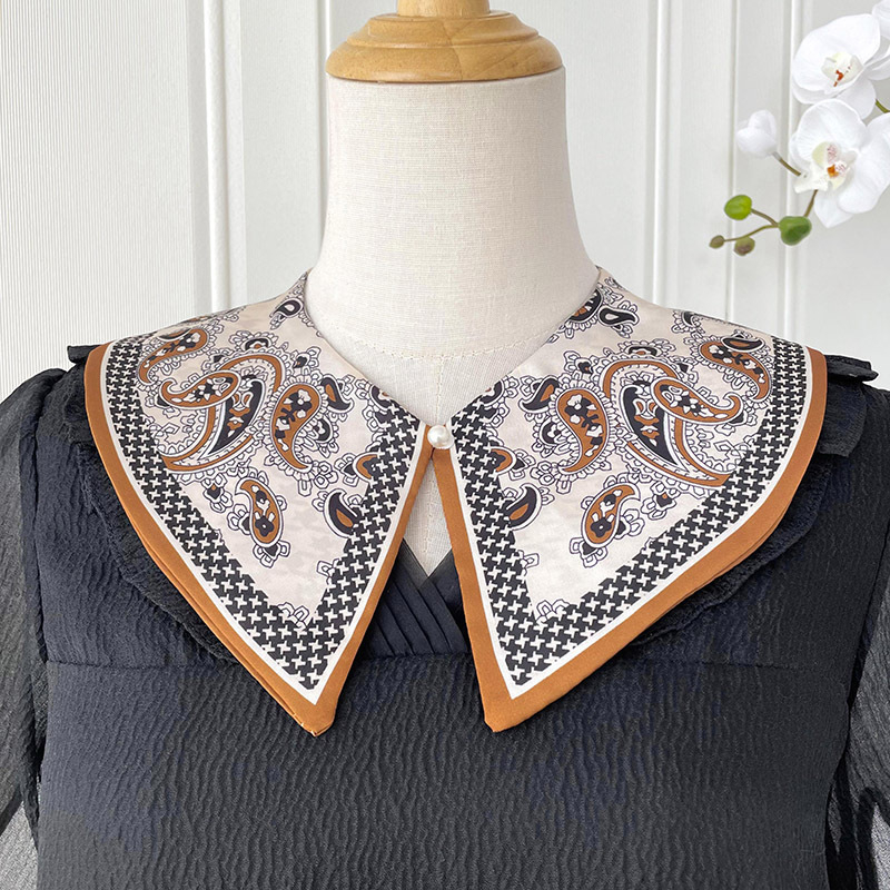 Yi Jue női galléros sál, gyöngyös kapoccsal, totem mintázat, poliészter szövés belső poliészter bélés, japán-koreai édes stílus, tavasz 2023